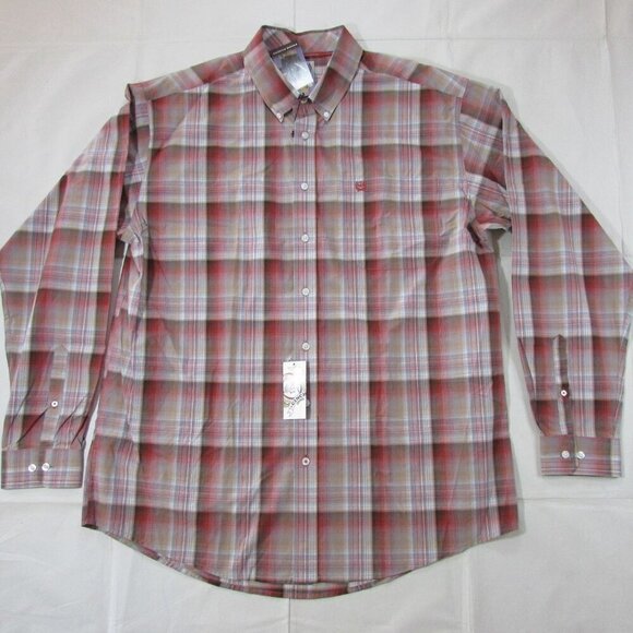 Cinch Men's Large Long Sleeve Plaid Button Down Western Shirt - Multi - Picture 2 of 3